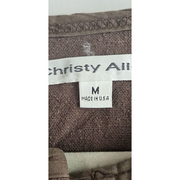 Vtg Christy Allen Sz M cotton flax button front‎ jacket brown USA made - Picture 7 of 10